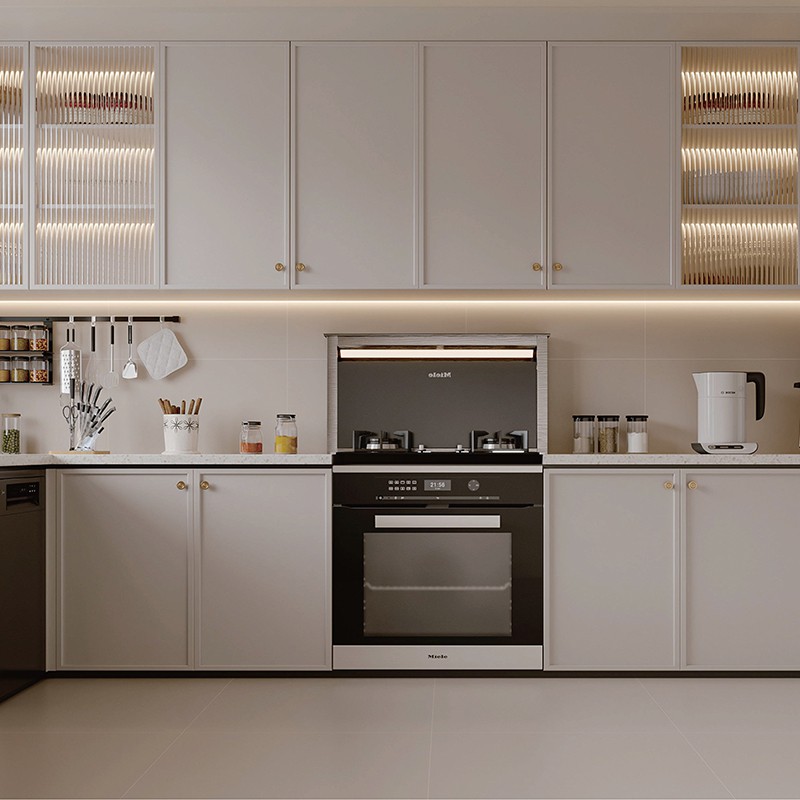 U Shaped Kitchen White Cabinet